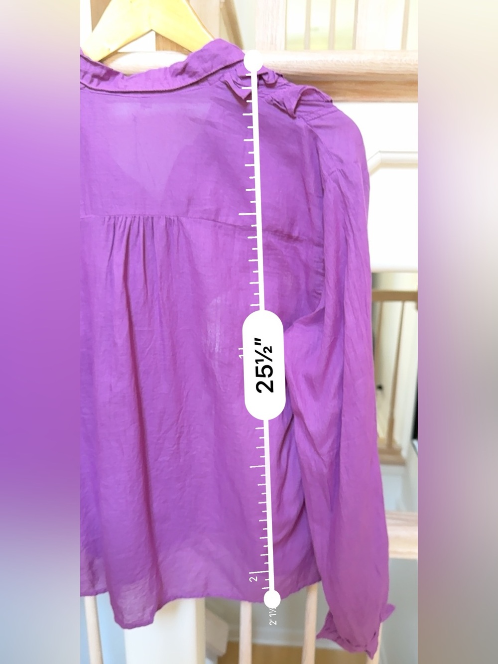 JP And Mattie Blanchard Ruffle Button Down Blouse in Purple L NWT - Picture 9 of 11